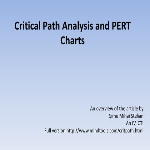 Critical Path Analysis