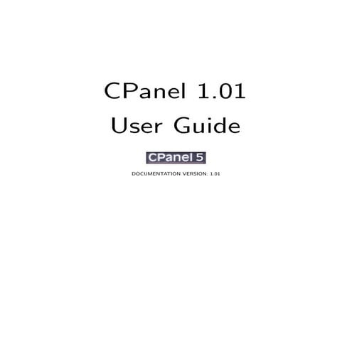 CPanel 1.01 User Guide