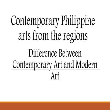 Contemporary Philippine arts from the regions (module during online class of ...