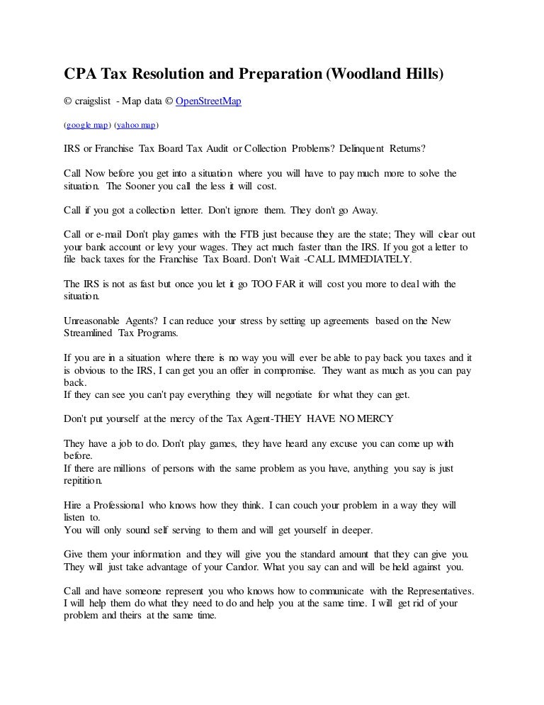 CPA Tax Preparation and Resolution