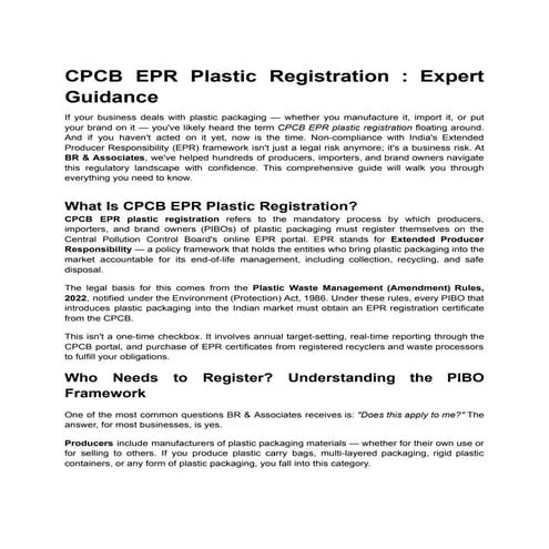 Extended producer responsibility (epr) | PDF