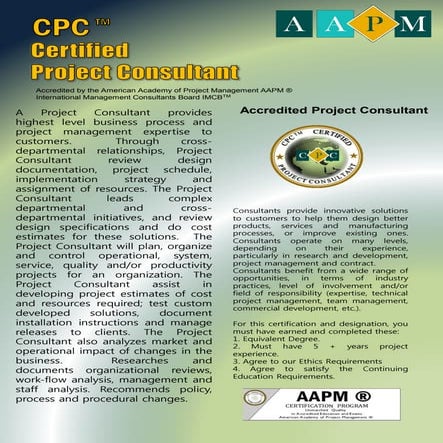 Certified Project Consultant CPC AAPM... | PDF