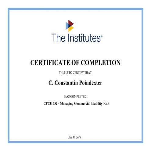 CPCU 552 - Managing Commercial Insurance Risk | PDF