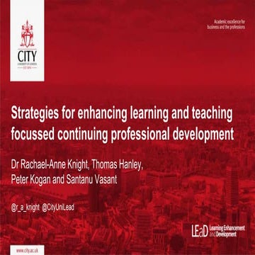 Strategies for Enhancing Learning and Teaching focussed continuing profession...