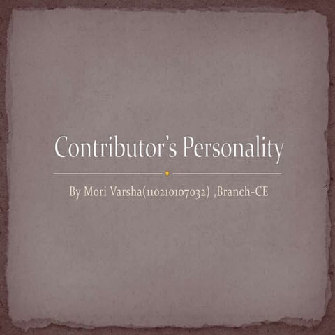 Contributor's Personality