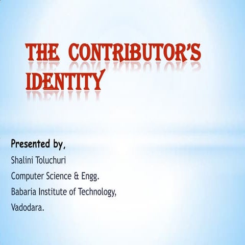 Contributers Identity