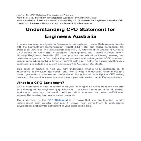 Cdr sample for Engineers | PDF