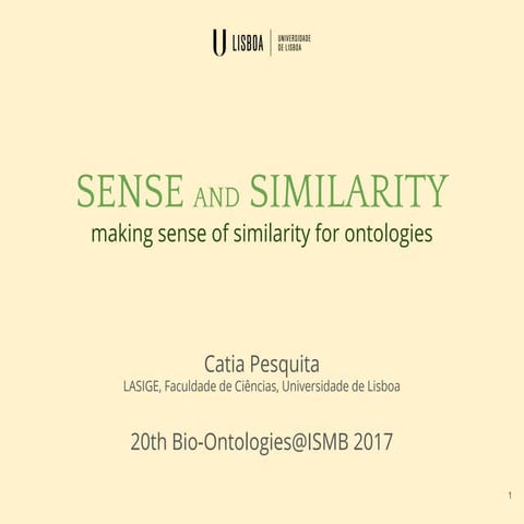 Sense and Similarity: making sense of similarity for ontologies
