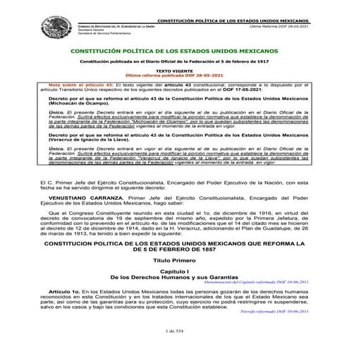CPEUM CONSTITUCIÓN POLÍTICA DE LOS ESTADOS UNIDOS MEXICANOS | PDF