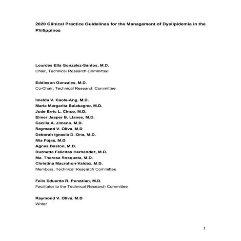 2020 Clinical Practice Guidelines for the Management of Dyslipidemia in ...