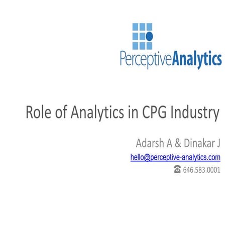Role of Analytics in Consumer Packaged Goods Industry