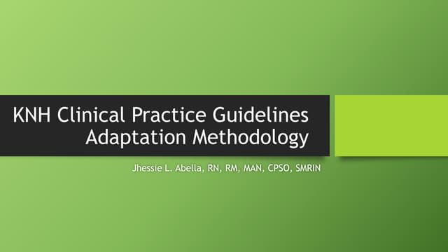 CPG ADAPTATION METHODOLOGY