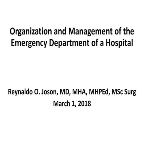 Organization and Management of the Emergency Room of a Hospital