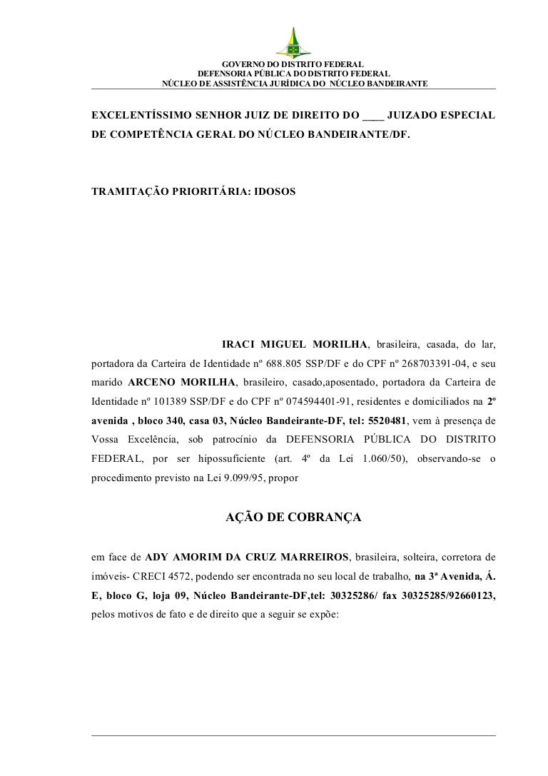 Ação De Cobrança Juizado Especial Modelo - Vários Modelos