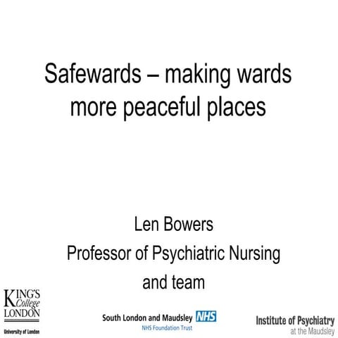 Prof. Len Bowers, Kings College. Restraint Reduction Conference Keynote 27th ...