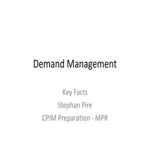 CPIM - MPR - Demand Management