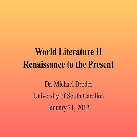 World Lit II - Class Notes for January 31, 2012