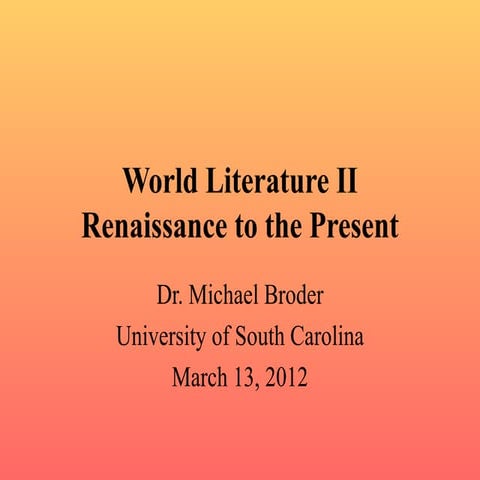 World Lit II - Class Notes for March 13, 2012