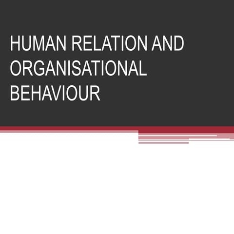 HUMAN RELATION AND ORGANISATIONAL BEHAVIOUR