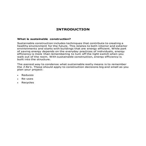 Sustainable Construction