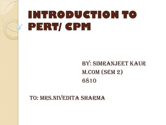 Difference between PERT and CPM | PDF
