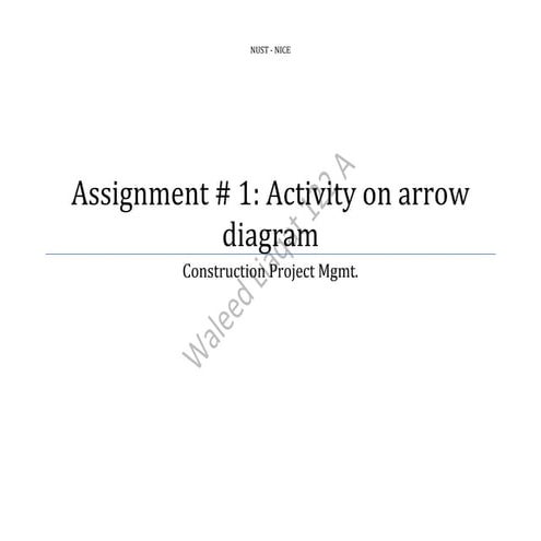 Activity on Arrow Diagram