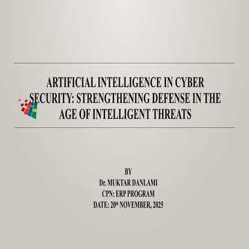 Cybersecurity artificial intelligence presentation | PPTX