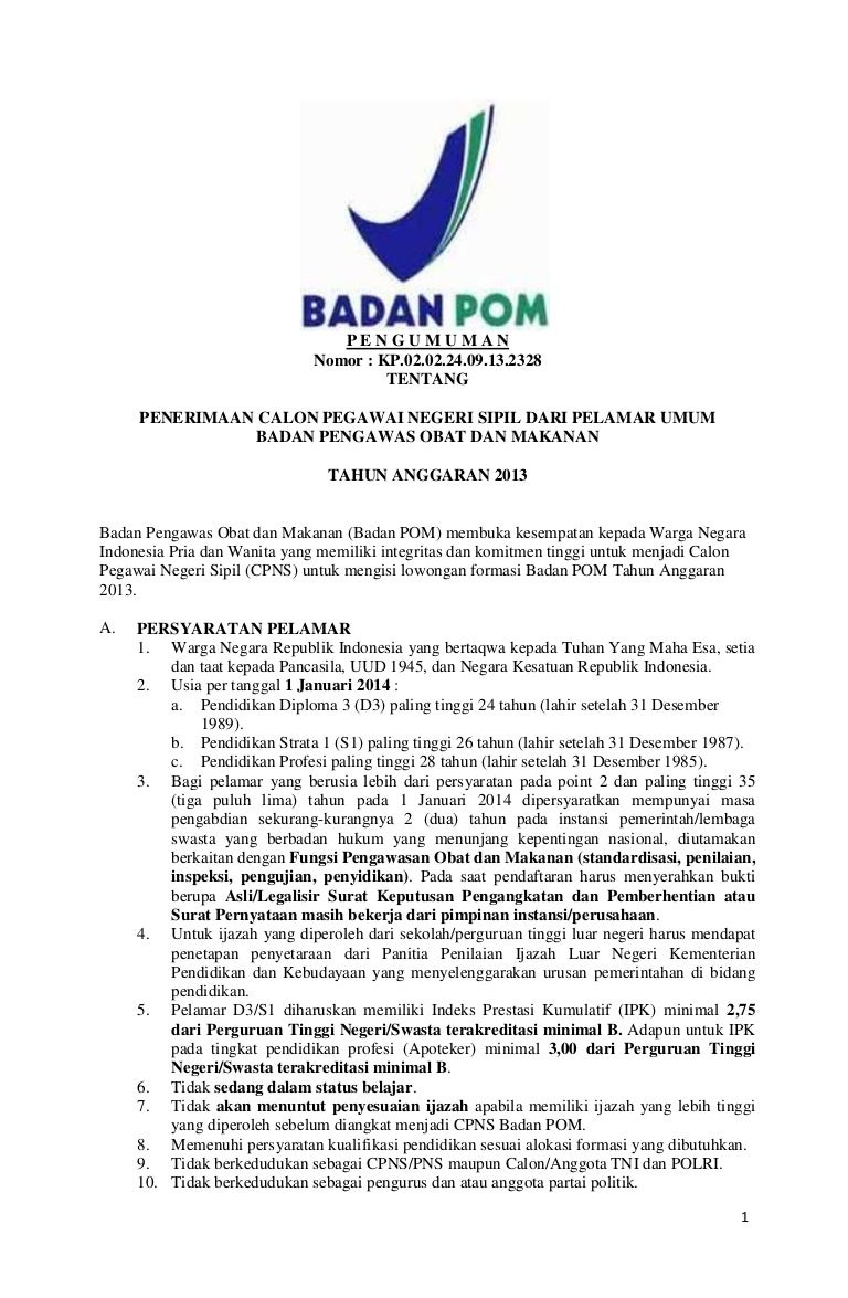 Cpns Badan Pom 2013