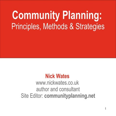 Community Planning: Principles, Methods, Scenarios