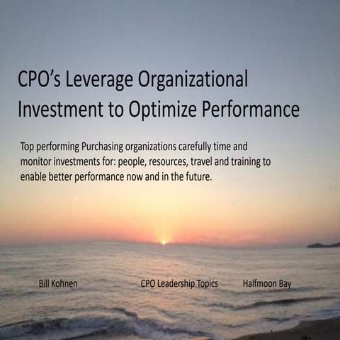 CPOs Leverage Investment for Performance