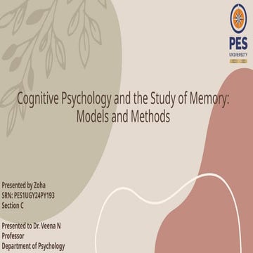 Memory and its models for cognitive psychology