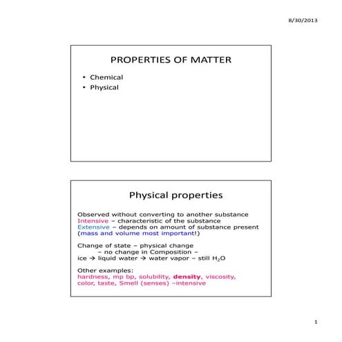 Chemical and physical properties