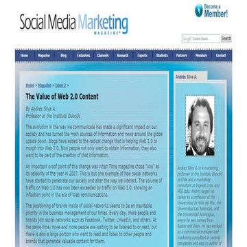 The Value of Web 2.0 Content