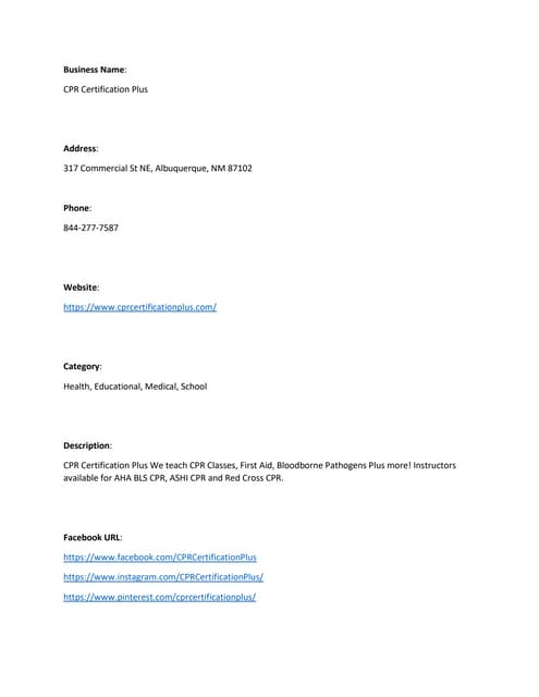 Cpr certification plus