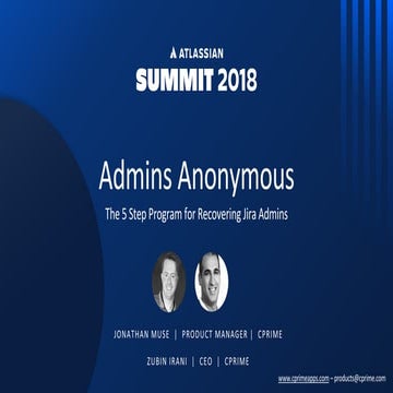 Admins Anonymous - the 5 step program for recovering Jira Admins. Atlassian S...