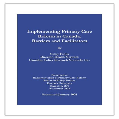 Cprn Implementing Primary Care Reform In Canada