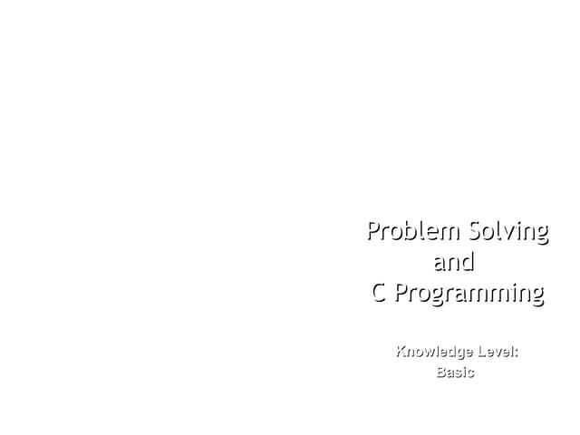 C programming for Computing Techniques | PPT