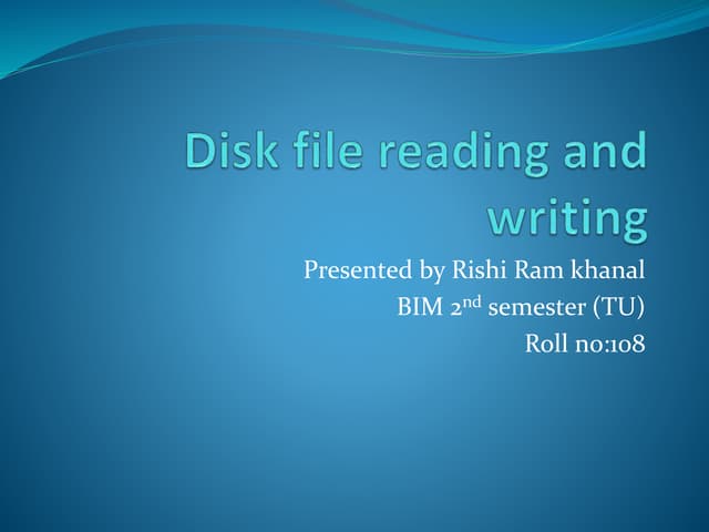 C programming disk file reading and writing