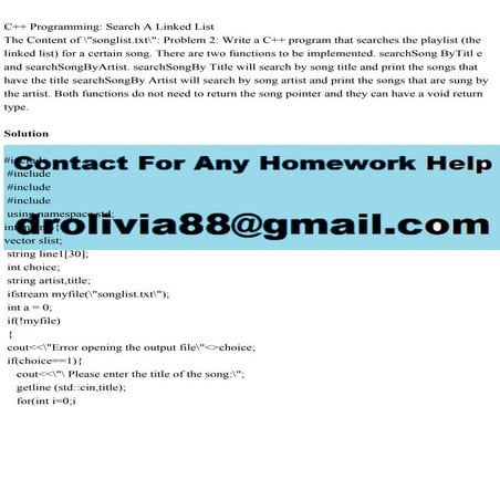 C++ Programming Search A Linked ListThe Content of songlist.txt.pdf