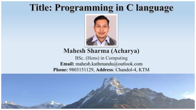Presentation on C programming language
