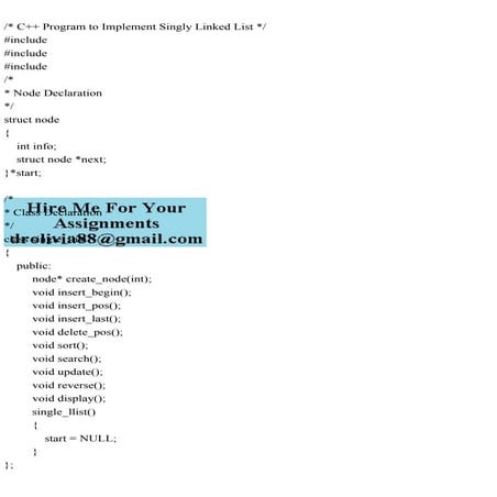 C++ Program to Implement Singly Linked List #includeiostream.pdf