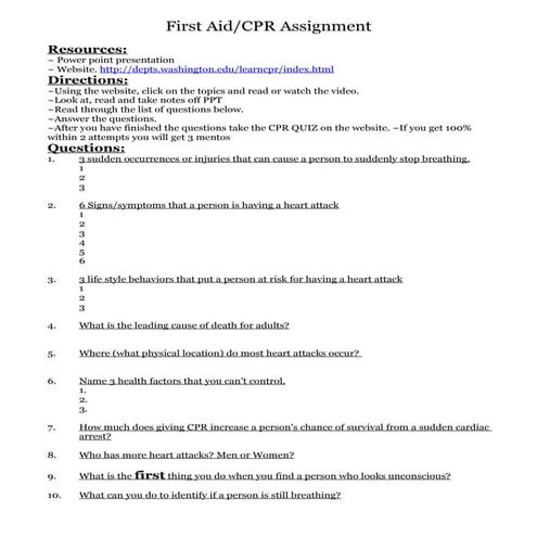 Cpr revision worksheet revised 3 2-11