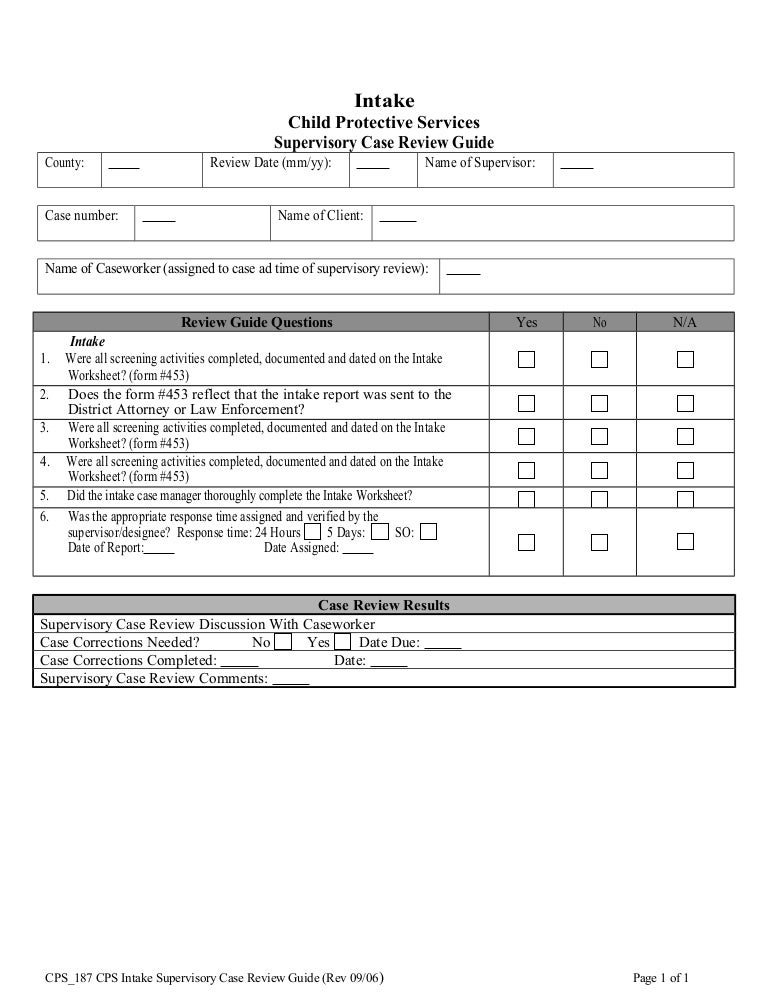 Cps 187 cps 187 cps intake supervisory case review guide