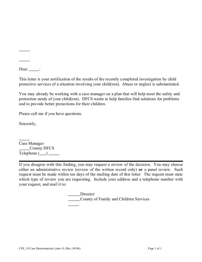 Cps 19 case determination letter