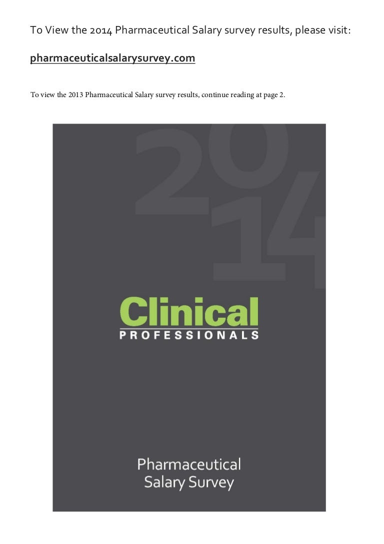 Pharmaceutical Salary Survey Results 12 13