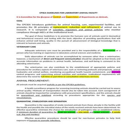 CPSEA GUIDELINES FOR LABORATORY ANIMAL FACILITY MOdule IV.docx