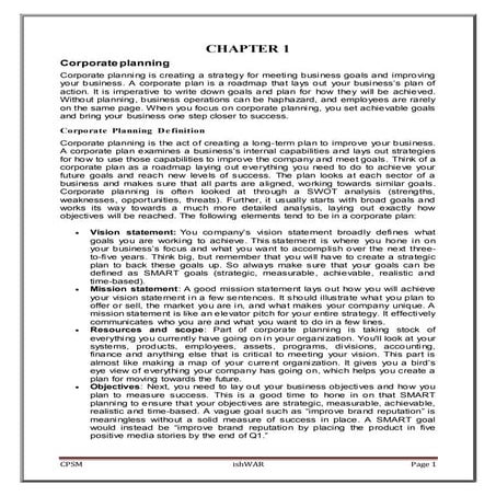 CORPORATE PLANNING & STRATEGIC MANAGEMENT Shivaji University Syllabus