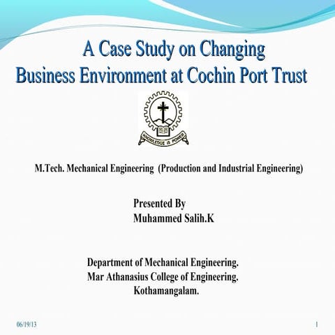 A CASE STUDY ON COCHIN PORT TRUST