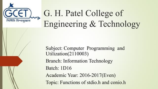 Functions of stdio   conio 