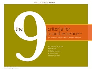 The 9 Criteria for Brand Essence (TM)